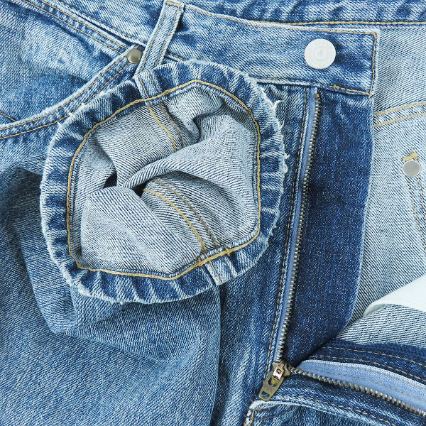 実際に弊社で買取させて頂いたBEAMS/ビームス ダメージデニム ストレートパンツ 11-21-1175-791/Lの画像 2枚目