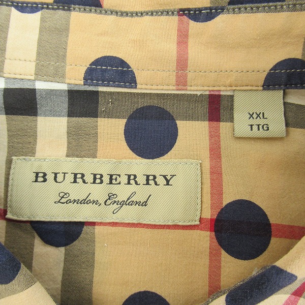 実際に弊社で買取させて頂いたBURBERRY LONDON ENGLAND/バーバリーロンドンイングランド ドット×チェック柄 長袖シャツ 4068946/XXLの画像 2枚目