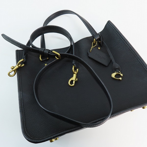 実際に弊社で買取させて頂いたCOACH/コーチ レザー トート ハンドバッグ/ショルダーバッグ ブラック C3460の画像 6枚目