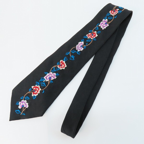 実際に弊社で買取させて頂いたYOHJI YAMAMOTO POUR HOMME/ヨウジヤマモト フラワー刺繍 レーヨン ネクタイ