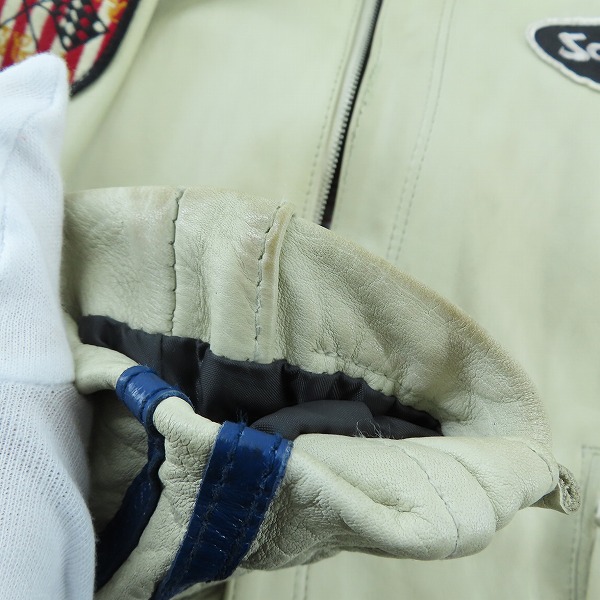 実際に弊社で買取させて頂いたSchott/ショット クラシックレーサージャケット ホワイト 3111018/Lの画像 9枚目