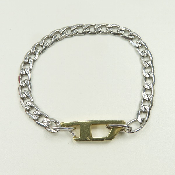 実際に弊社で買取させて頂いたDIESEL/ディーゼル Dロゴ ブレスレット シルバー×ゴールドの画像 1枚目