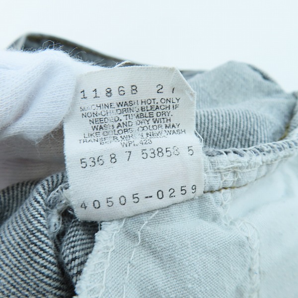 実際に弊社で買取させて頂いたLevis/リーバイス 90s ヴィンテージ  刻印536 ジップフライ ブラックデニムパンツ 40505-0259 W33 L34 の画像 4枚目