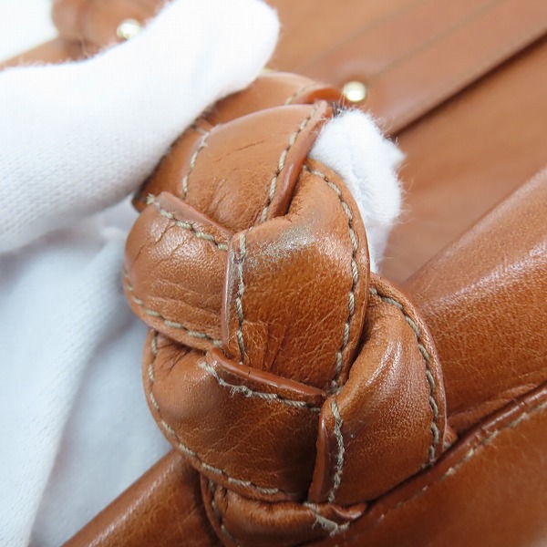 実際に弊社で買取させて頂いたBALLY/バリー 編み込み レザー ハンドバッグ/ボストンバッグ キャメル系の画像 7枚目