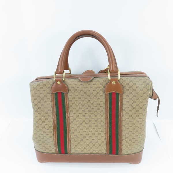 実際に弊社で買取させて頂いたGUCCI/グッチ オールドマイクロGG キャンバス レザー ボストンバッグ 012 24 0525 45の画像 1枚目