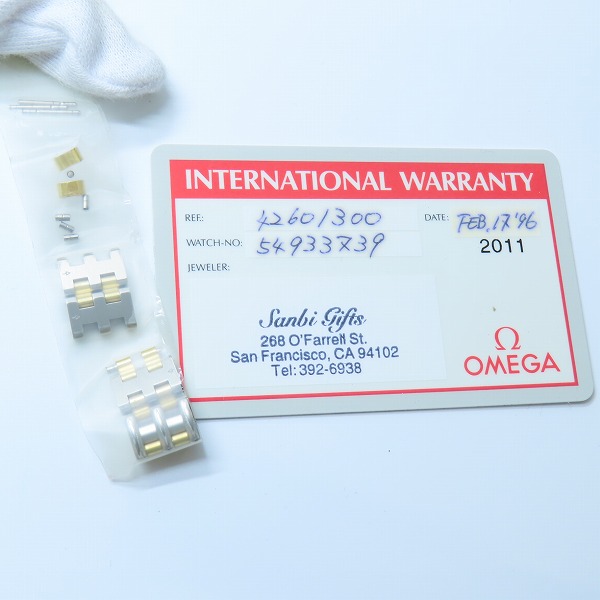 実際に弊社で買取させて頂いたOMEGA/オメガ DeVille デビル SS×YG クオーツ ゴールド文字盤 4260.13の画像 8枚目