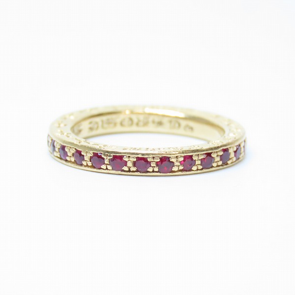 実際に弊社で買取させて頂いたCHROME HEARTS/クロムハーツ 22K TFL P SAP リング ｗ/ピンクサファイヤパヴェ 9号の画像 3枚目