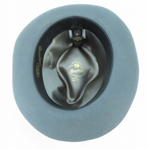 実際に弊社で買取させて頂いたBorsalino/ボルサリーノ リボン 兎毛 フェルト ハット グレー/57の画像 4枚目