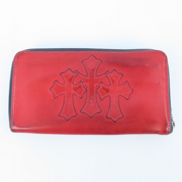 実際に弊社で買取させて頂いた【インボイス原本】CHROME HEARTS/クロムハーツ REC F 3PTCH/REC-F ZIP 3セメタリークロスパッチ ウォレット  レッド