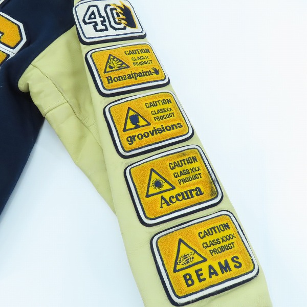 実際に弊社で買取させて頂いたTM ATHLETICS/ティーエムアスレチックス ヴィンテージ/ビンテージ 袖レザースタジャン 40の画像 4枚目