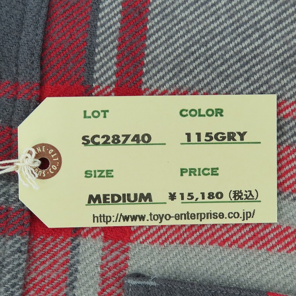 実際に弊社で買取させて頂いた【未使用】 SUGAR CANE/シュガーケーン TWILL CHECK WORK SHIRT/ツイルチェック ワークシャツ/ネルシャツ グレー SC28740/Mの画像 6枚目