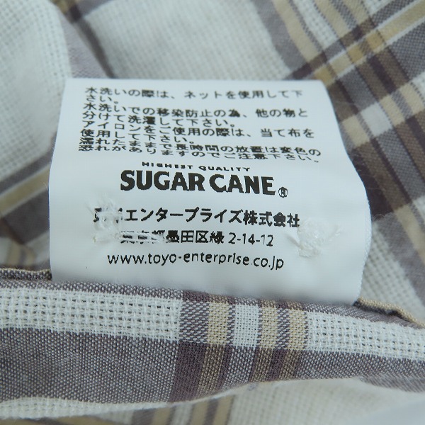 実際に弊社で買取させて頂いた【未使用】 SUGAR CANE/シュガーケーン パナマチェック柄  ボタン シャツ オフホワイト SC38448/Mの画像 4枚目