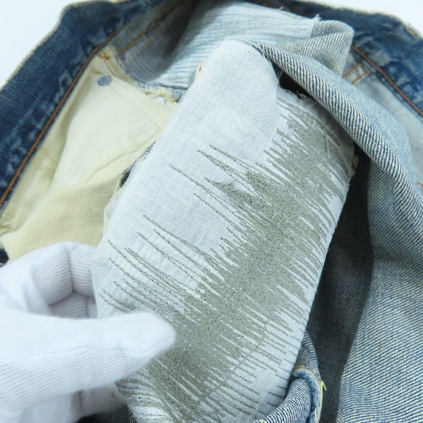 実際に弊社で買取させて頂いたLEVI'S/リーバイス ヴィンテージ 501 66前期 ボタン裏刻印6/点々/Vステッチ ボタンフライデニムパンツの画像 5枚目