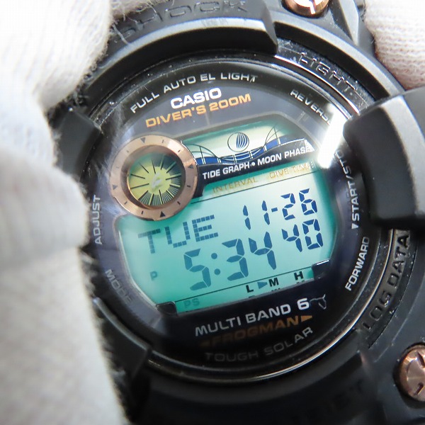 実際に弊社で買取させて頂いたG-SHOCK/Gショック FROGMAN フロッグマン ソーラー電波 GWF-1000B-1JRの画像 5枚目