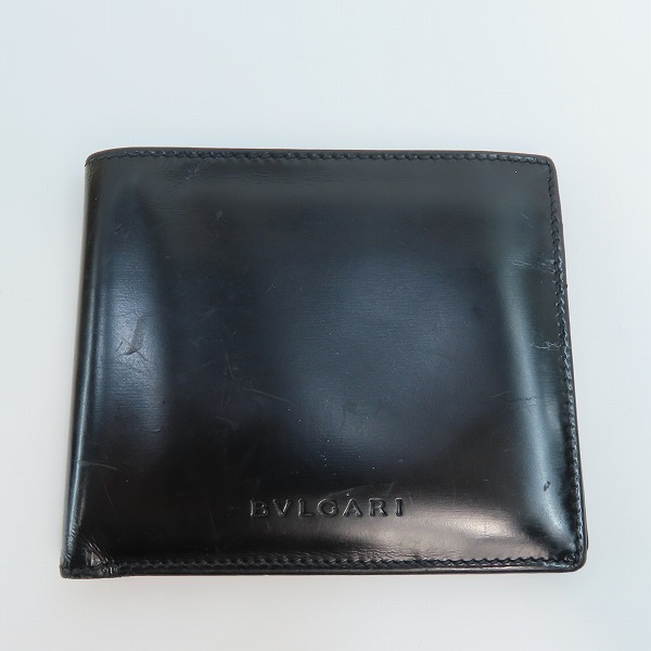 実際に弊社で買取させて頂いたBVLGARI/ブルガリ レザー二つ折り財布 ブラック