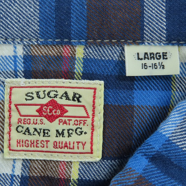 実際に弊社で買取させて頂いたSUGAR CANE/シュガーケーン TWILL CHECK WORK SHIRT/ツイルチェック ワークシャツ/半袖シャツ ブラウン SC35876/Lの画像 2枚目