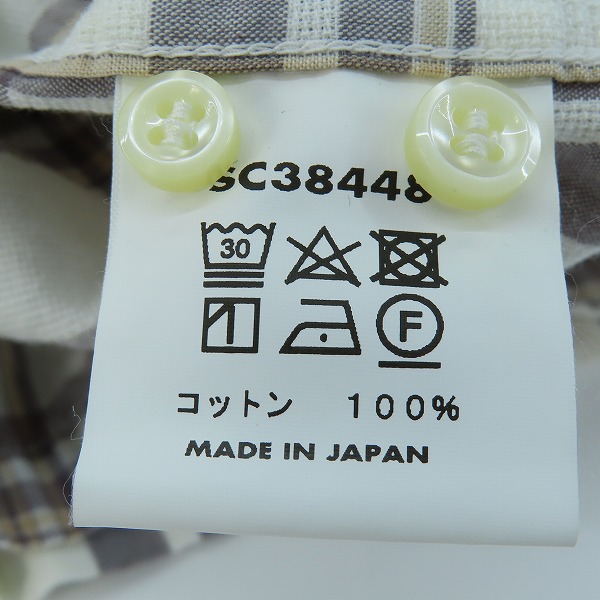 実際に弊社で買取させて頂いた【未使用】 SUGAR CANE/シュガーケーン パナマチェック柄  ボタン シャツ オフホワイト SC38448/Mの画像 3枚目