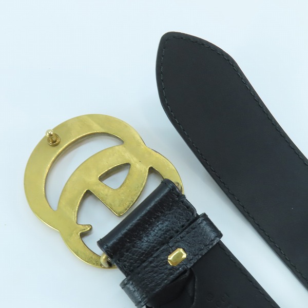 実際に弊社で買取させて頂いたGUCCI/グッチ GG/ダブルGバックル レザーベルト ブラック 406831 DJ20T/110 44の画像 2枚目