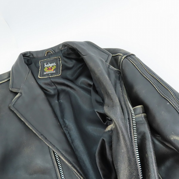 実際に弊社で買取させて頂いたSCHOTT/ショット レザー ダブルライダース ジャケット/Lの画像 5枚目