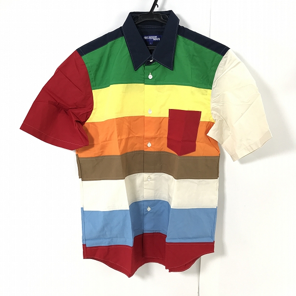 実際に弊社で買取させて頂いたJUNYA WATANABE MAN COMME des GARCONS/ジュンヤワタナベ コムデギャルソン マルチカラー 半袖シャツ WI-B041/L