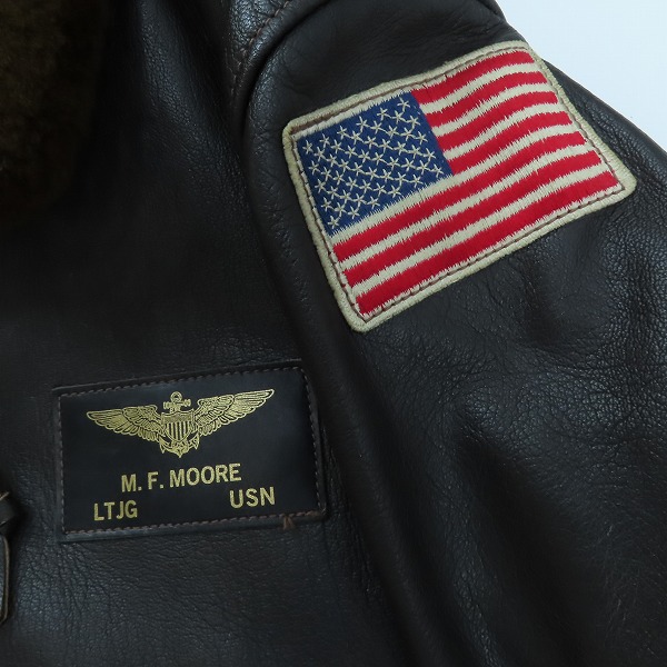 実際に弊社で買取させて頂いたBUZZ RICKSON'S/バズリクソンズ Type G-1 レザーフライトジャケット パッチ付き BR80314/40の画像 5枚目