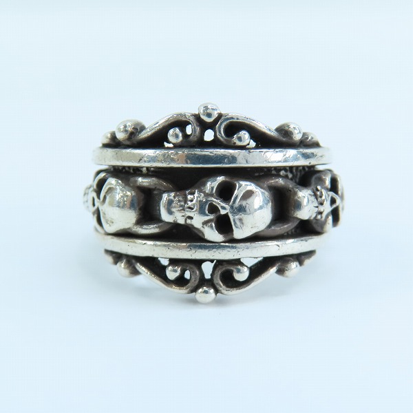 実際に弊社で買取させて頂いた【ギャラあり】LEATHERS AND TREASURES/レザーズアンドトレジャーズ スカルスクロールリング 22.5号-23号の画像 1枚目