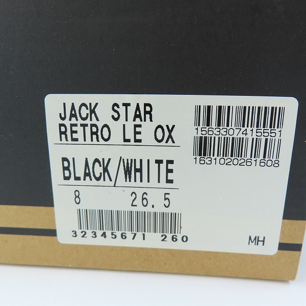 実際に弊社で買取させて頂いたCONVERSE/コンバース JACK STAR RETRO /ジャックスター レトロ ブラック/ホワイト/8の画像 9枚目
