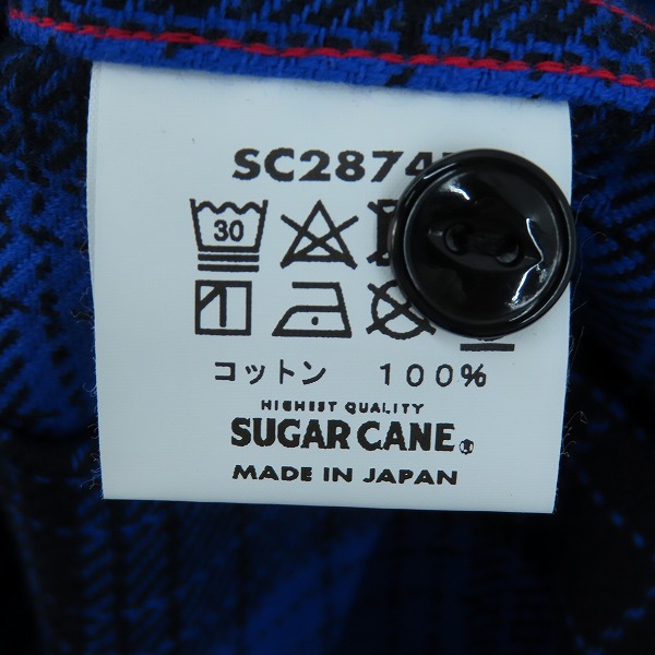 実際に弊社で買取させて頂いた【未使用】 SUGAR CANE/シュガーケーン TWILL CHECK WORK SHIRT/ツイルチェック ワークシャツ/ネルシャツ ブルー SC28747/Lの画像 3枚目
