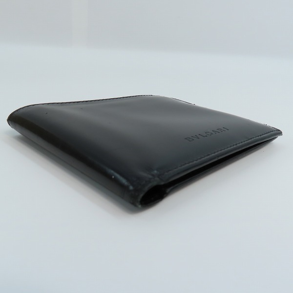 実際に弊社で買取させて頂いたBVLGARI/ブルガリ レザー二つ折り財布 ブラックの画像 2枚目