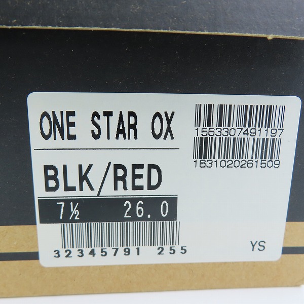 実際に弊社で買取させて頂いたCONVERSE/コンバース ONE STAR OX/ワンスター ブラック/レッド/7.5の画像 8枚目