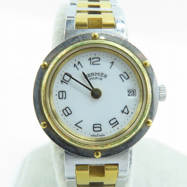 実際に弊社で買取させて頂いたHERMES/エルメス クリッパー クオーツ SS/GP ヴィンテージ 【動作未確認】