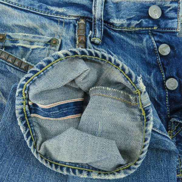 実際に弊社で買取させて頂いたHYSTERIC GLAMOUR/ヒステリックグラマー 小窓スタッズ リメイクデニムパンツ 4AP-2103/32の画像 2枚目