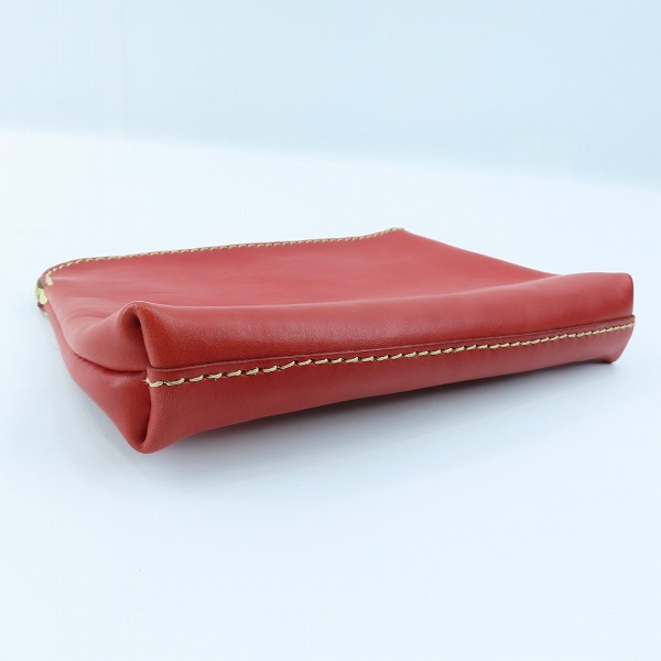 実際に弊社で買取させて頂いたHERZ/ヘルツ レザー マチ付き ポーチ レッド×ブラックの画像 2枚目