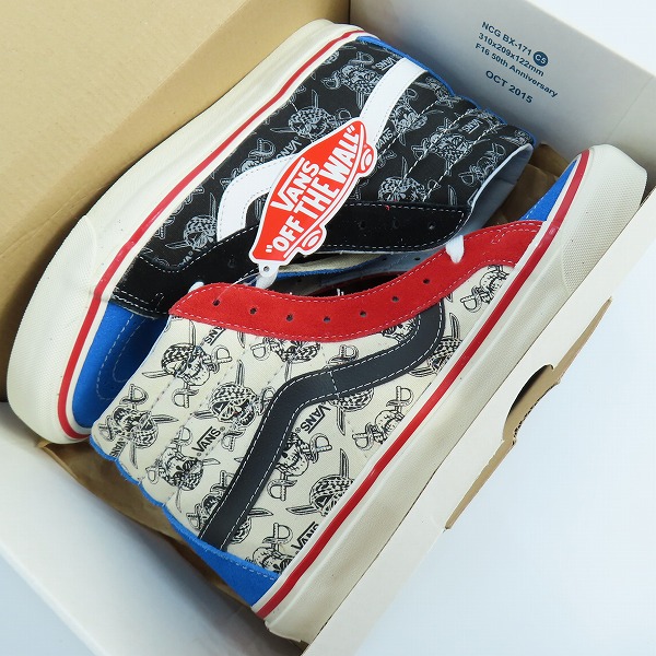 実際に弊社で買取させて頂いた【未使用】VANS/バンズ SK8-HI 38 REISSUE/スケート ハイ 50周年記念 パイレーツスカル ハイカットスニーカー VN0A2XS1JSO/26.5の画像 7枚目