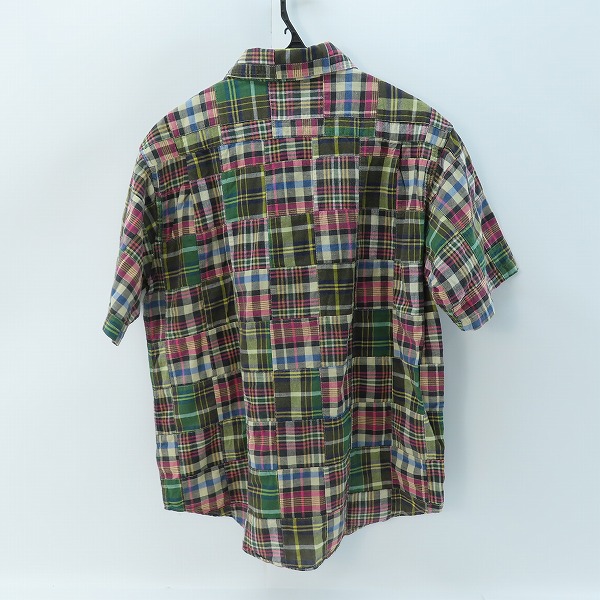実際に弊社で買取させて頂いたSUGAR CANE/シュガーケーン チェック柄 パッチワーク 半袖 ボタン シャツ ネイビー SC38444/Mの画像 1枚目
