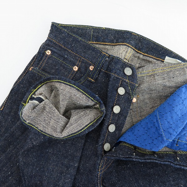 実際に弊社で買取させて頂いた【未使用】SUGAR CANE/シュガーケーン 14oz 琉球混藍砂糖黍 左綾デニムパンツ SC40301/W30 L34の画像 2枚目