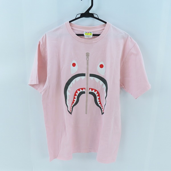 実際に弊社で買取させて頂いたA BATHING APE/アベイシングエイプ シャーク ジップ/ZIP プリント コットン 半袖Tシャツ ピンク L