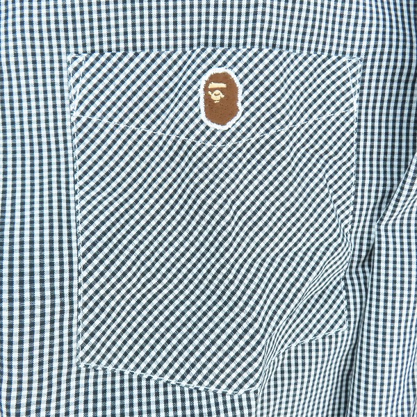 実際に弊社で買取させて頂いたA BATHING APE/アベイシングエイプ ギンガムチェック ボタンダウンシャツ/Lの画像 5枚目