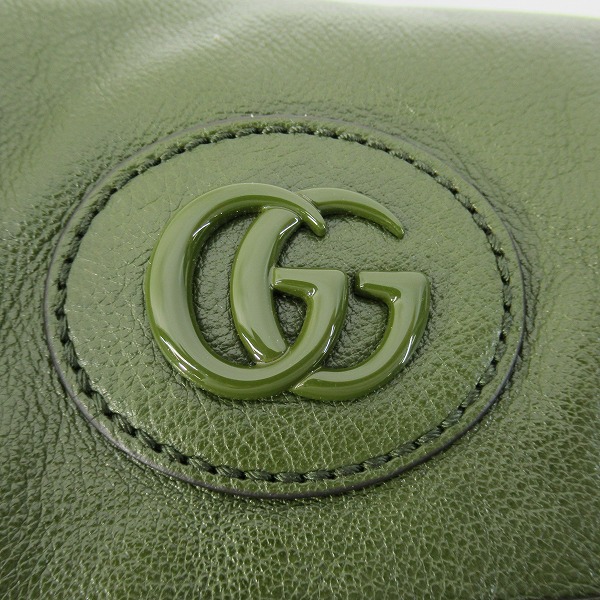 実際に弊社で買取させて頂いたGUCCI/グッチ ダブルG レザー バックパック/リュックサック カーキ 725657の画像 4枚目