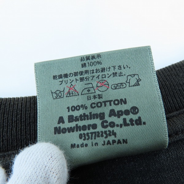 実際に弊社で買取させて頂いたA BATHING APE/アベイシングエイプ タータンチェック 猿顔プリント Tシャツ/Ｍの画像 3枚目