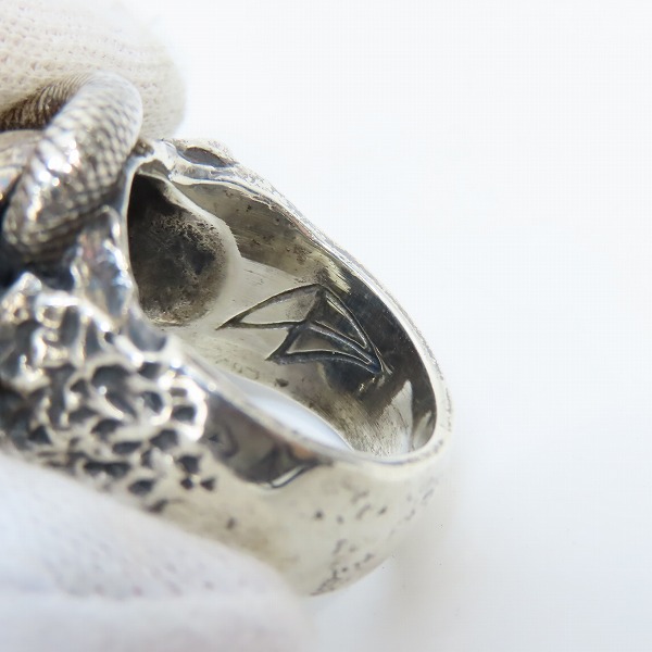 実際に弊社で買取させて頂いたCRAZY PIG DESIGNS/クレイジーピッグ スカル＆スネークリング/18.5-19.5号の画像 4枚目