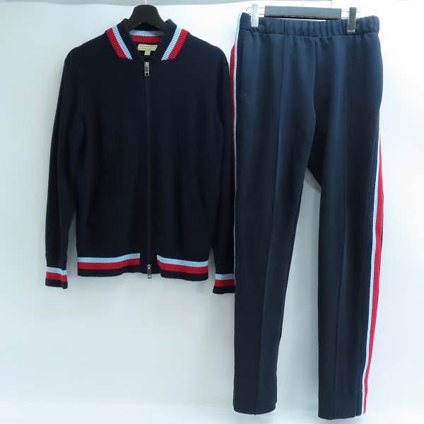 実際に弊社で買取させて頂いたBURBERRY LONDON ENGLAND/バーバリーロンドンイングランド ニットジャケット/サイドラインパンツ セットアップ S/M