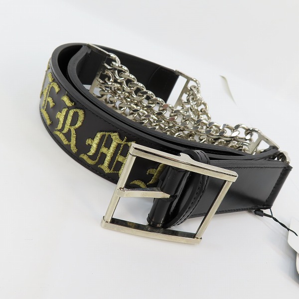 実際に弊社で買取させて頂いた【未使用】mastermind JAPAN/マスターマインドジャパン 喜平チェーン ロゴ刺繍 レザーベルト MC2-BE08-1/M