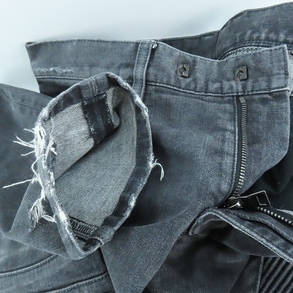 実際に弊社で買取させて頂いたBALMAIN/バルマン 14AW ダメージ加工 バイカーデニム W4HT551B658V/31の画像 5枚目