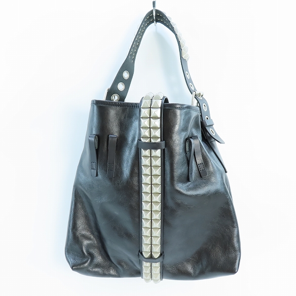 実際に弊社で買取させて頂いたJUNYA WATANABE COMME des GARCONS/ジュンヤワタナベ コムデギャルソン スタッズ装飾 レザー ショルダーバッグ JQ-K201の画像 1枚目