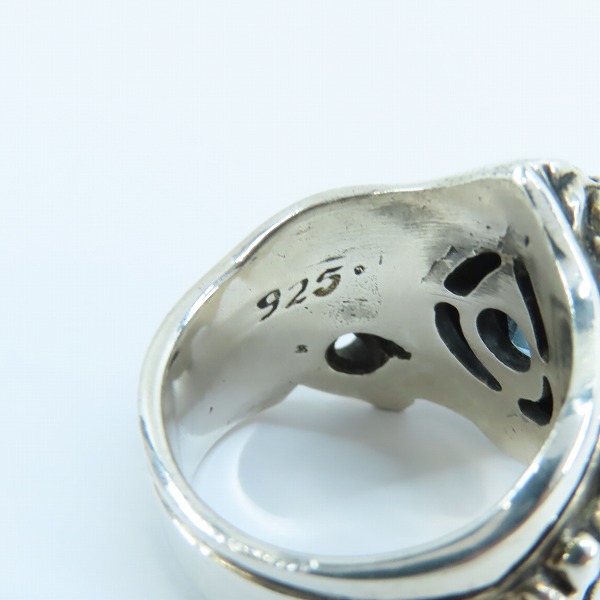 実際に弊社で買取させて頂いた【ギャラ付】Leathers and Treasures/レザーズアンドトレジャーズ ハート スクロールハートストーンリング ｗ/blue 17号-17.5号の画像 4枚目