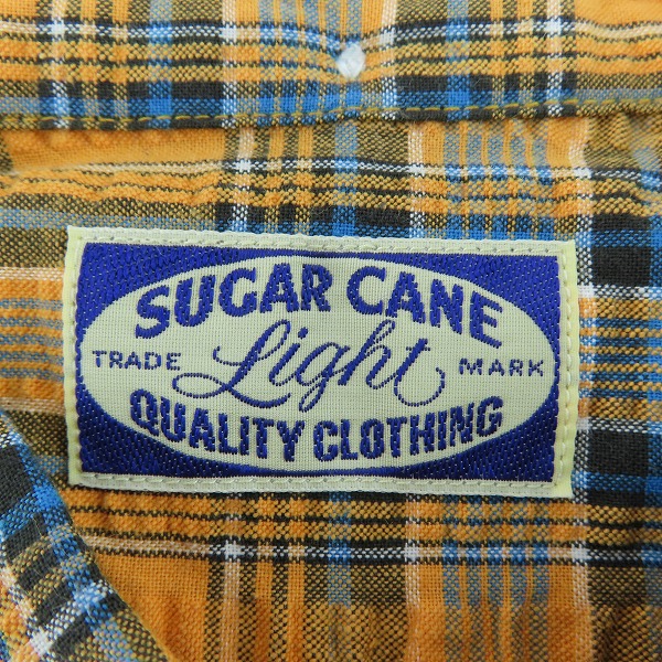 実際に弊社で買取させて頂いた【未使用】 SUGAR CANE/シュガーケーン シワ加工 チェック柄 半袖 ボタン シャツ オレンジ SC34632/Lの画像 2枚目