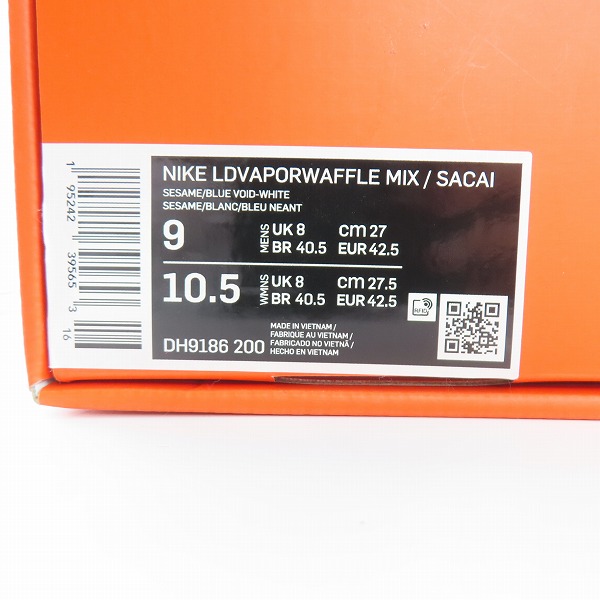 実際に弊社で買取させて頂いた【未使用】NIKE×sacai×Jean Paul Gaultier/ナイキ×サカイ×ジャンポールゴルチエ LDVAPORWAFFLE MIX/ワッフル DH9186-200/27の画像 9枚目