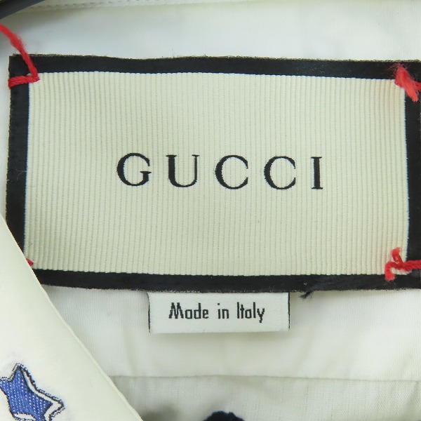実際に弊社で買取させて頂いたGUCCI/グッチ 18ss 長袖ドレスシャツ スター 星 ロゴ 刺繍 ホワイト 547239/50の画像 2枚目