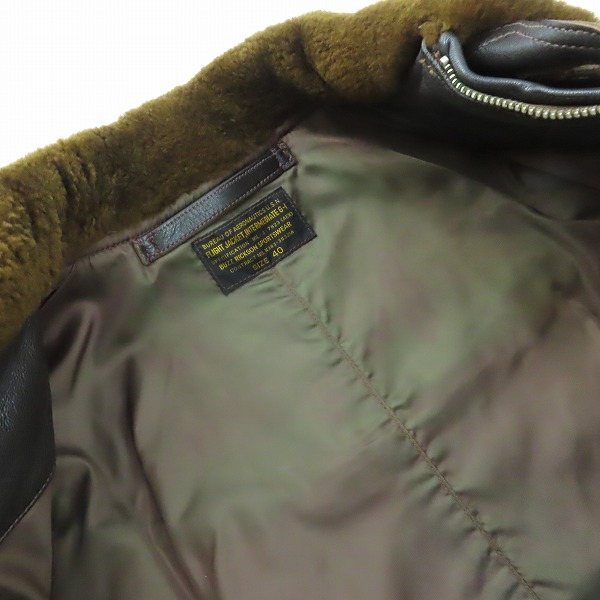 実際に弊社で買取させて頂いたBUZZ RICKSON'S/バズリクソンズ Type G-1 レザーフライトジャケット パッチ付き BR80314/40の画像 6枚目